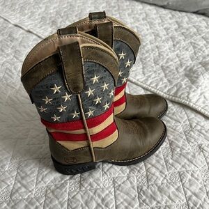 Kids Roper Brown Light up Cowboy Boots